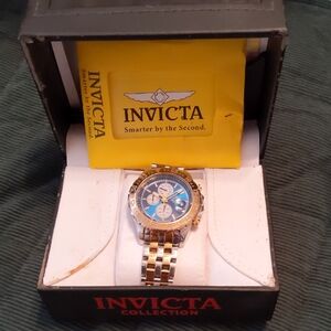 Invicta Two-Tone Watch with Blue Face